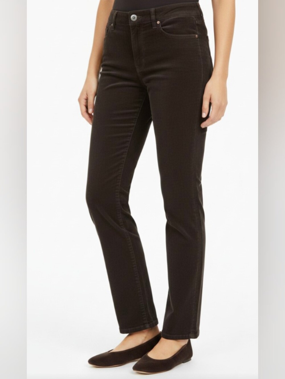 NWT@$54! GLORIA VANDERBILT! ESPRESSO BROWN STRETCH & SLIM CORDUROY PANTS!SZ 14S